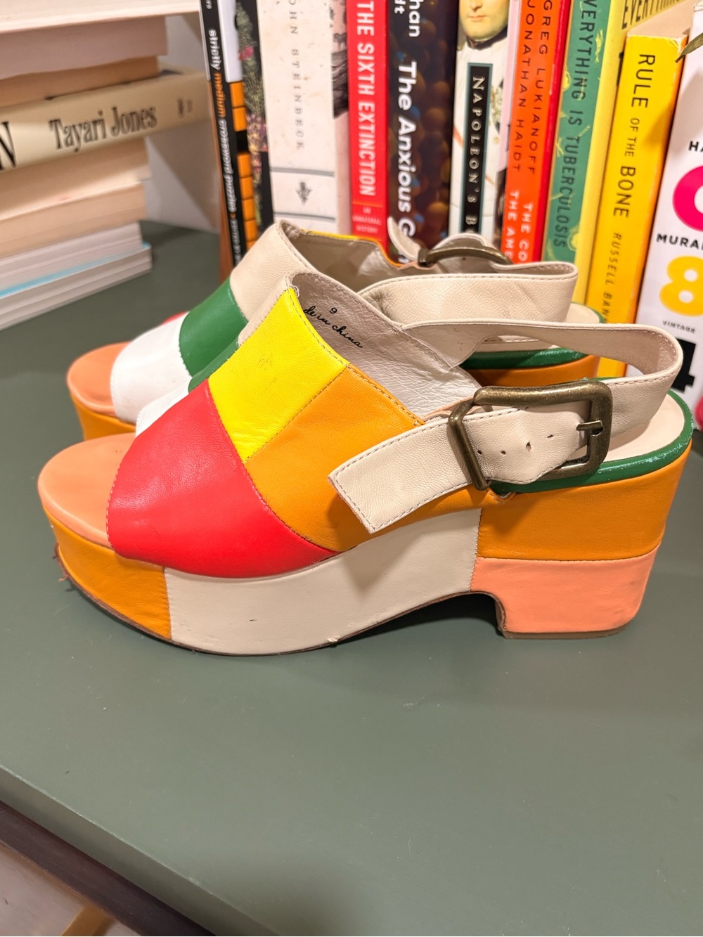 Multicolor Women’s Platform Sandals — Green, Red, Yellow, Orange, White - Picture 3 of 7